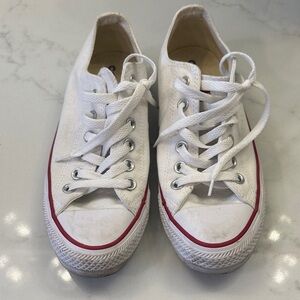 Converse White Sneakers with Red Accents